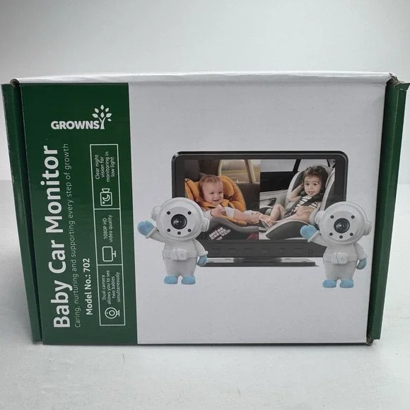 GROWNSY Dual Car Camera Baby Monitor, 7