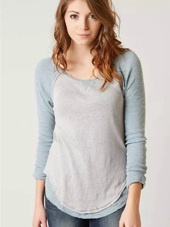 Free People We The Free Friday Feeling Layered Top Distressed Henley Small