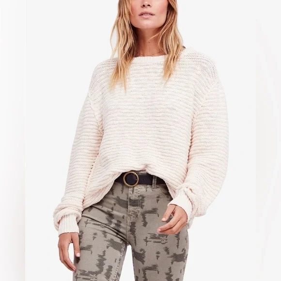 Free People‎ Menace solid tunic Sweater Retail $128 Size Large