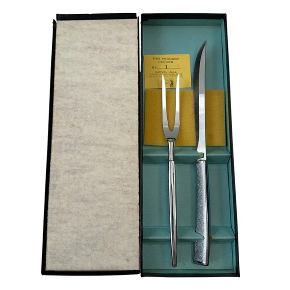 Vintage Carvel Hall Carving Knife and Fork Set‎ Stainless Steel Original Box