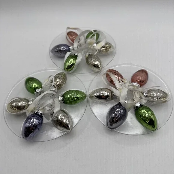 Pottery Barn Mercury Glass Mini‎ Ornament Easter Eggs Set of 18 Boxed Assorted