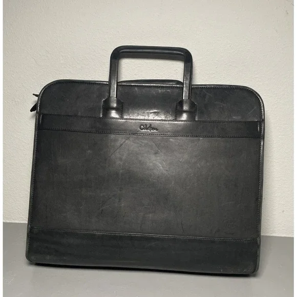 Vintage Cole Haan Black Leather Briefcase Organizer Attaché Laptop Bag