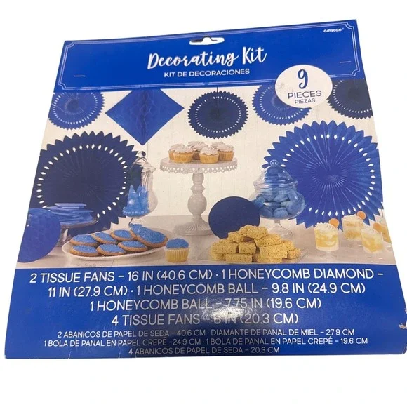 Amscan Royal Blue Paper Decorating Kit 9 Piece Party Supplies 243645.105