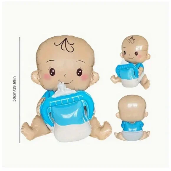 Baby Boy Balloon Holding a Baby Bottle Blue NWT