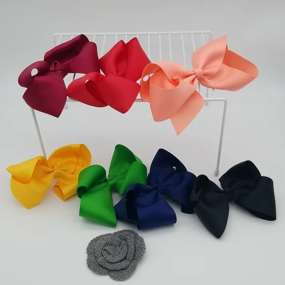 Hair Accessories 8pc Lot Bows and Fabric Flower