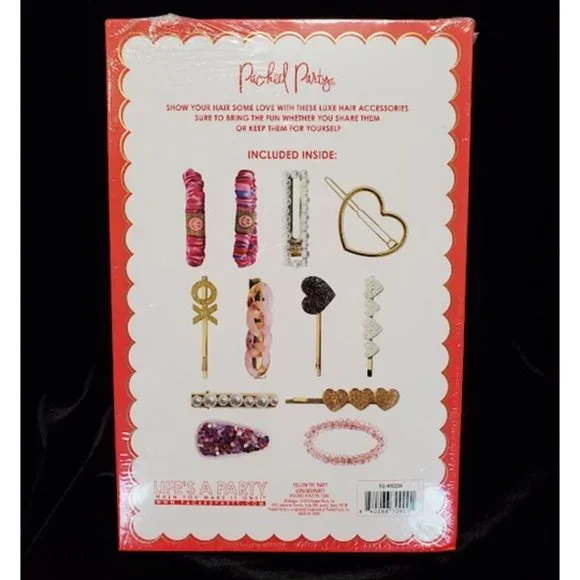 Packed Party Girls Luxe Hair Accessories Set Pink Glitter Heart Clips Barrettes