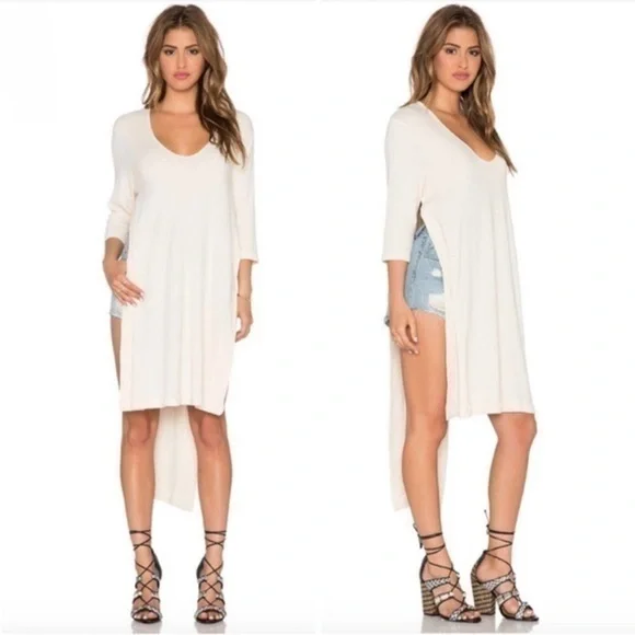 Free People Bad Girls Tunic High Low Maxi Cream Oversized Rare