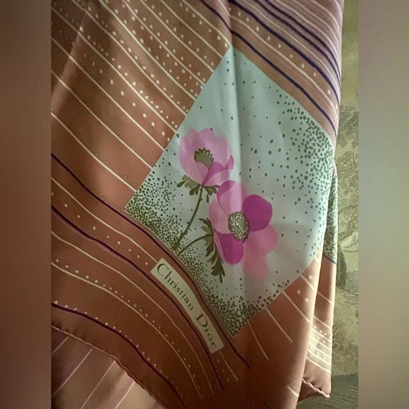 Beautiful Christian Dior Silk Hand Rolled Stitch Scarf *