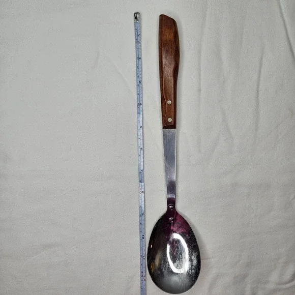 Imperial Veri-Sharp Vtg Serving Spoon Stainless Steel Wood Handle Made in USA