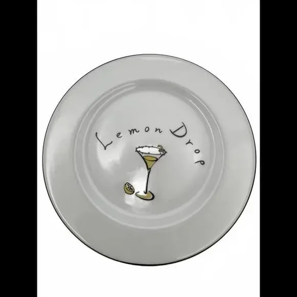 Pottery Barn Martini Fun Cocktail Themed Plates Set of 4