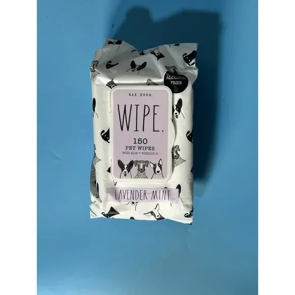 Rae Dunn 150 Pet Wipes Lavender Mint Scented Alcohol Free
