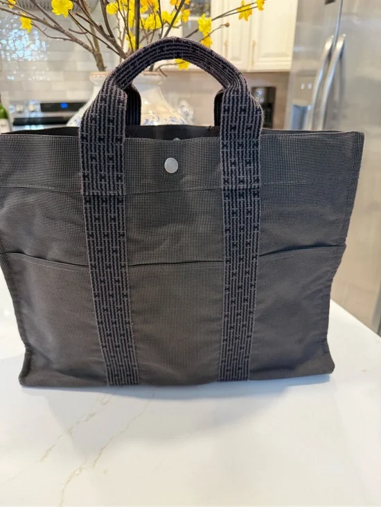 Hermès grey Canvas Tote Bag