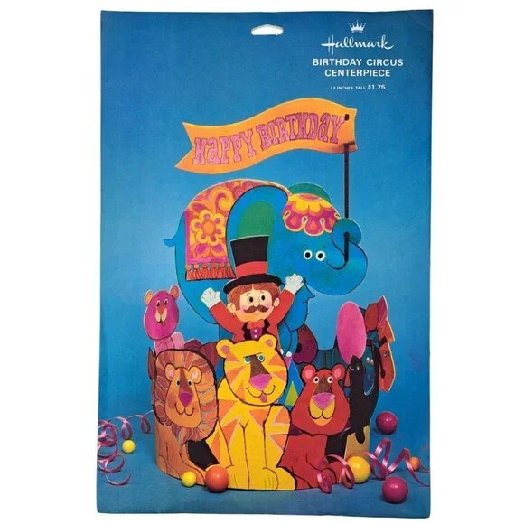 Vintage Hallmark Birthday Party Circus Centerpiece Animals 1970s Tabletop New