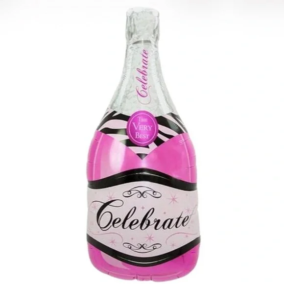 EXTRA LARGE Mylar Pink ‘Celebrate’ Champagne Bottle Balloon