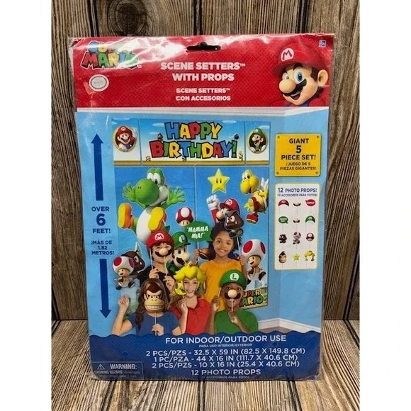 Super Mario Brothers™ Scene Setter Kit w/Props Happy Birthday Party