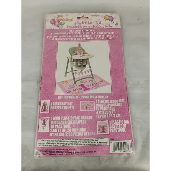 Unique Baby Girl 1st Birthday High Chair Kit Pink/Multi #23907