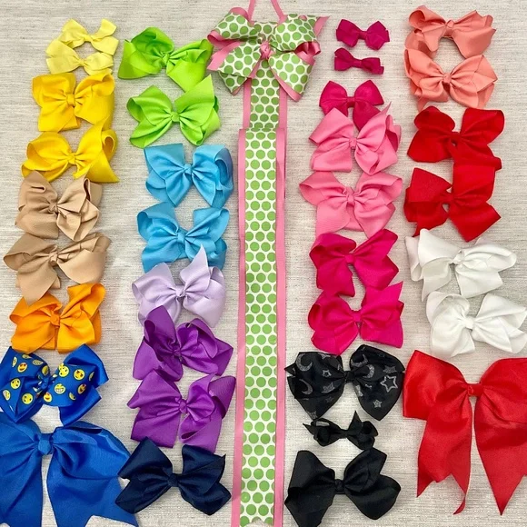 HUGE Boutique Bow Bundle – 30+ Hair Bows w/ Hanging Organizer!