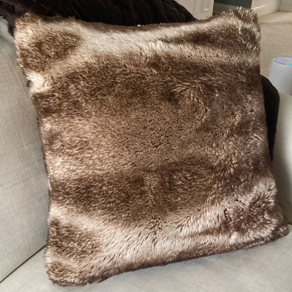Pottery Barn 18” Square Faux Fur Down Filled Throw Pillow