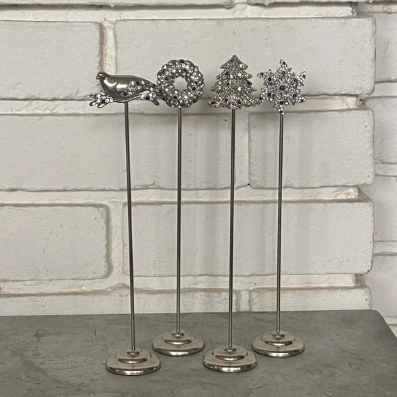 Pottery Barn‎ Jeweled Christmas Place Card Holders Set of 4 Holiday Decor