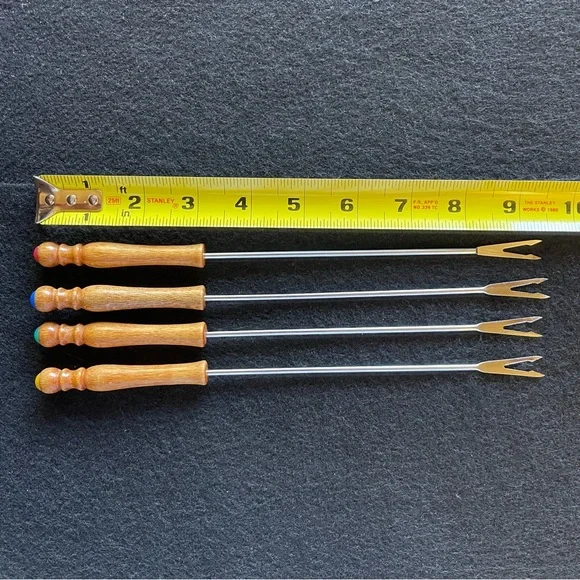 Vintage Wood & Stainless Steel Fondue Forks