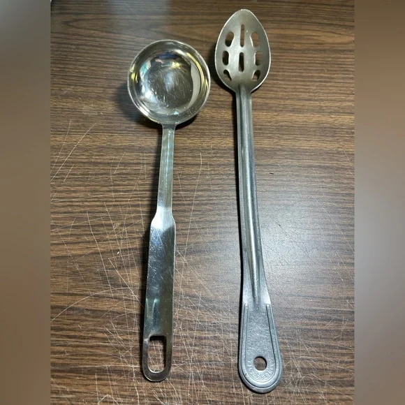 Stainless Steel Slotted Serving Spoon Long & Stainless Steel Ladle Soup Spoon