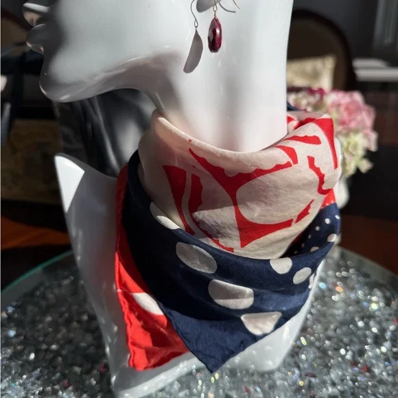 Dior Red and Navy silk Scarf