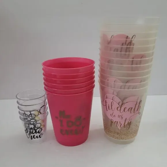 Wedding or Bachelorette Party Cups 3 Sizes