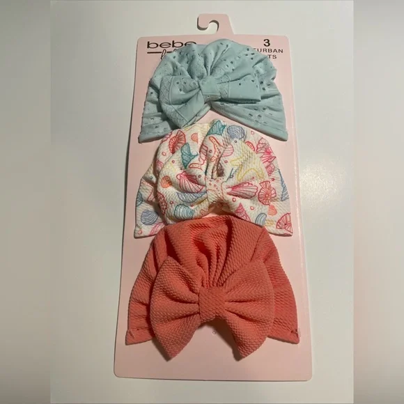 bebe Baby Boutique Baby Turbans 3pc New
