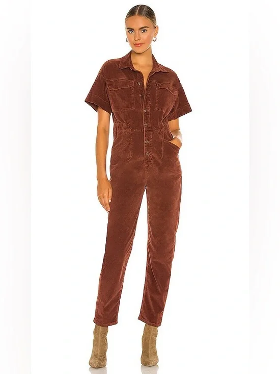 NWT Free People Marci Corduroy Jumpsuit in Gingerbread Tea