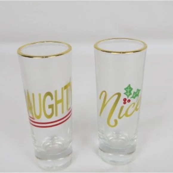 New- Pottery Barn Naughty and Nice Shot-glasses gift set.