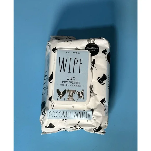 Rae Dunn 150 Pet Wipes Coconut Vanilla Scented Alcohol Free
