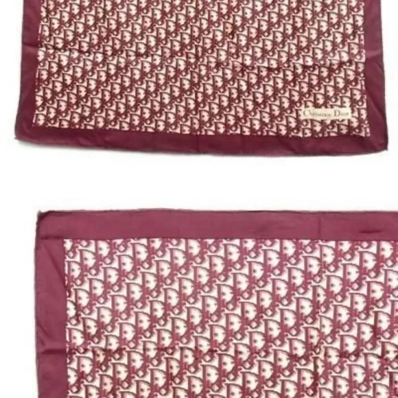 Christian Dior Burgundy Monogram silk Scarf