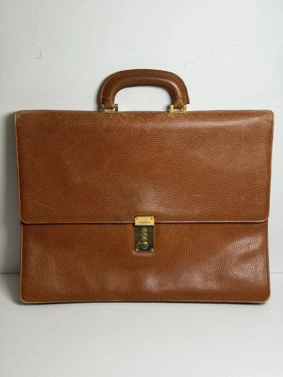 Vintage Tiffany & Co. Brown Leather Briefcase Dial Lock