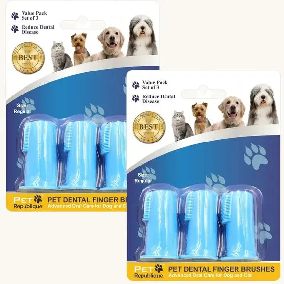 Pet Republique Dog & Cat Finger Toothbrush 6‑Count Soft Silicone Brushes