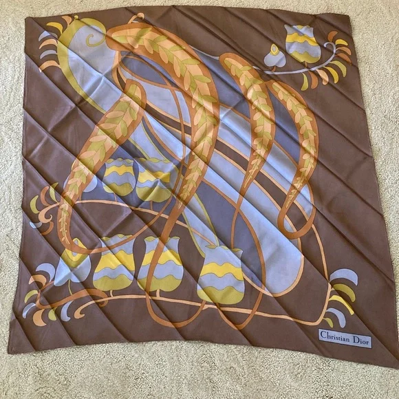 Vtg Christian Dior Silk 30” Square Scarf