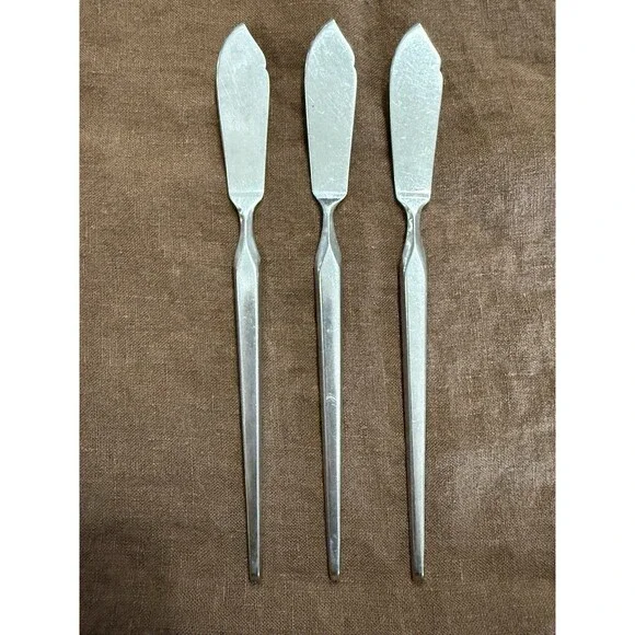 Vtg SRI Ravenna STANLEY ROBERTS Japan Stainless Flatware Butter Knives (3) MCM