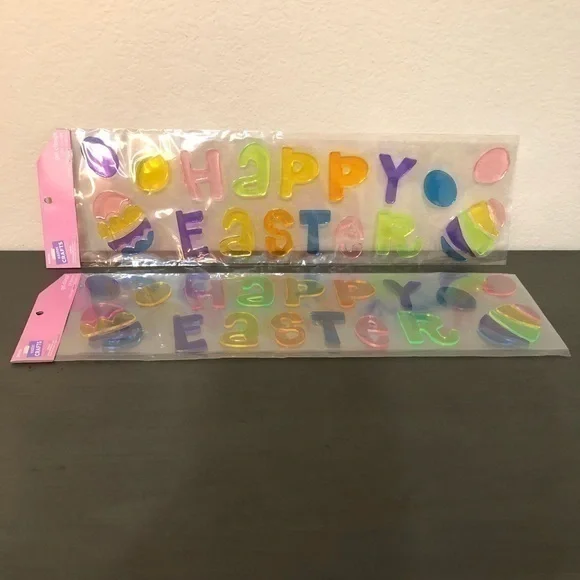 Happy Easter Gel Clings 2 Packages Multicolored Letters Spring Window Decoration
