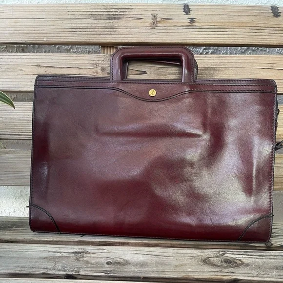 GOLD PFEIL Burgundy Leather Briefcase-Preowned