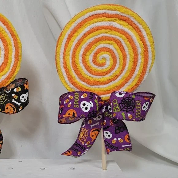 Decorative Fake Candy‎ Yarn Halloween Lollipop - Purple Bow