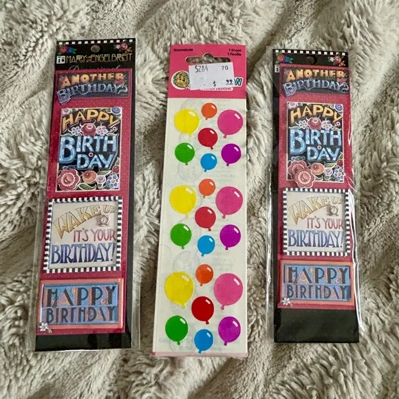 NEW Mary Engelbreit Happy Birthday Sticker Pack Sandylion Vintage Balloons