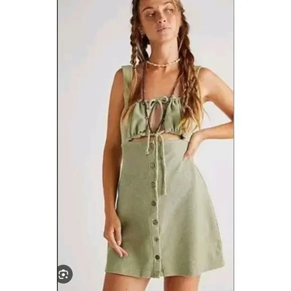 Free People Beach Olivia Mini Dress Green Size Medium