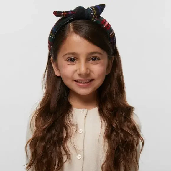 NWT Lele Sadoughi Kids Jet Plaid Flannel Knotted Headband Multi Color One Size