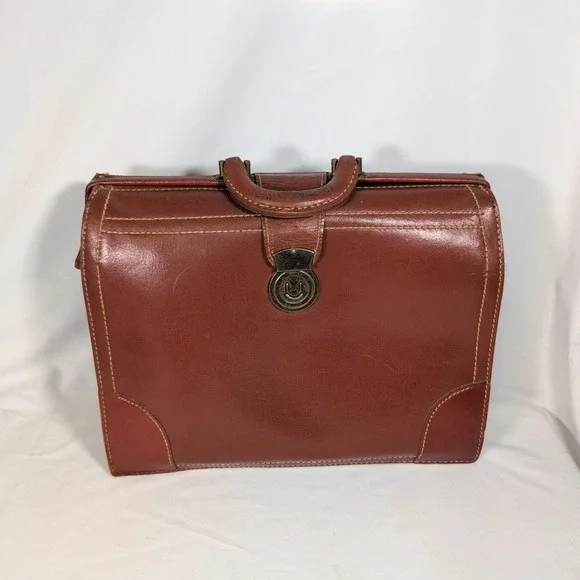 Vintage large Dr Bag terracotta color leather 13