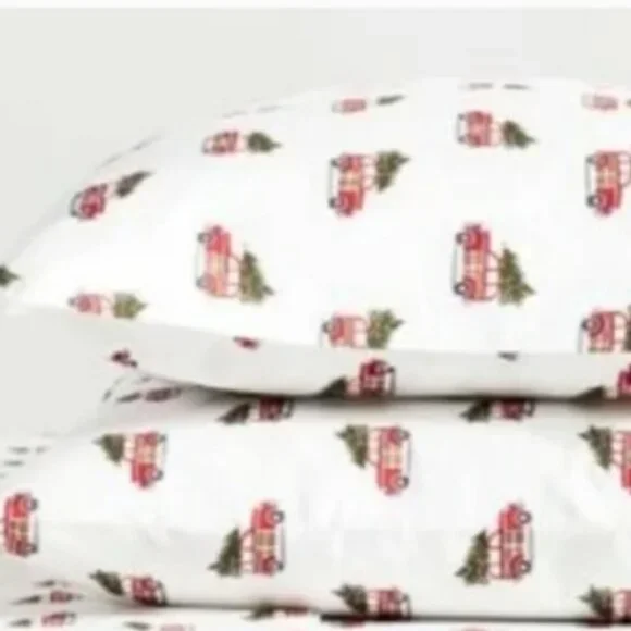 Pottery Barn Woody Car Cotton Pillowcases Christmas Holiday
