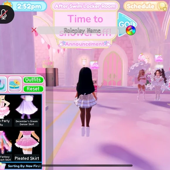 Virtual Pink and White Pleated Skirt