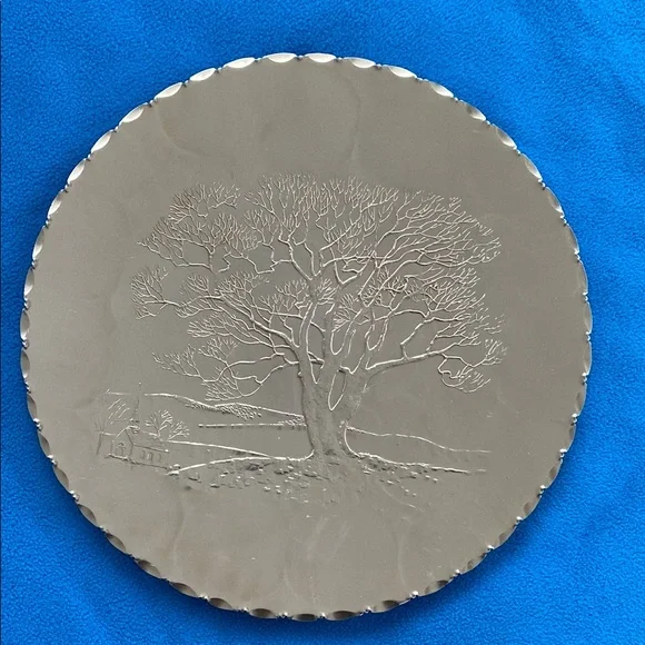 Arthur Armour Gold Hammered Round 12” Tray Vintage