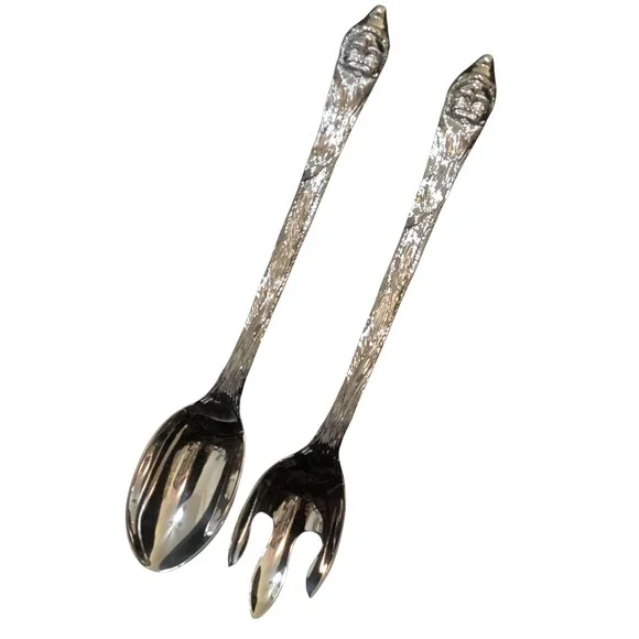 International Silver Company Santa Claus Serving Spoon and Fork Set NOB