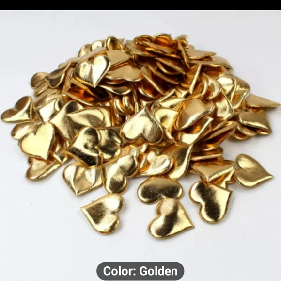 NEW 100 PIECE 3D CLOTH GOLDEN SHAPE HEARTS - WEDDINGS, BRIDAL PARTIES, EVENTS