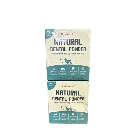 Ruidehut Natural Dental tooth Powder for Cats & Dogs 2 Pack 7.05 Oz Each