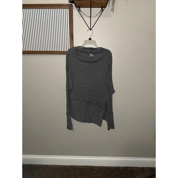 Free People We The Free Gray‎ Heathered Thermal Boat Neck Top XS